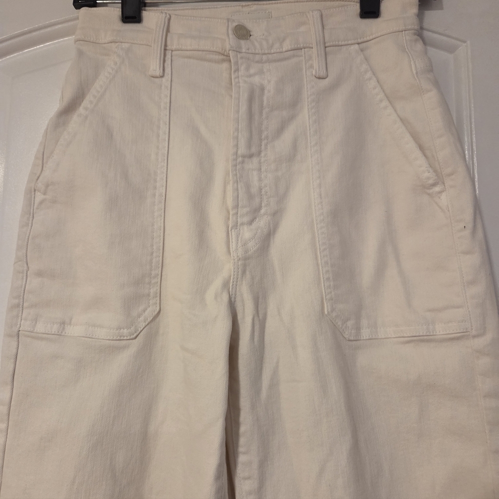 MOTHER Beige Cropped High-Waist Ankle Pants - Picture 4 of 11